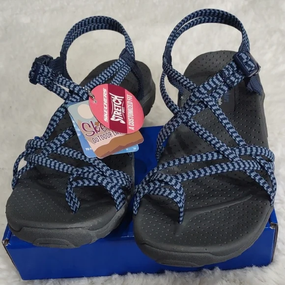 Skechers Blue Strappy Sandals, Size 10 - Picture 12 of 17